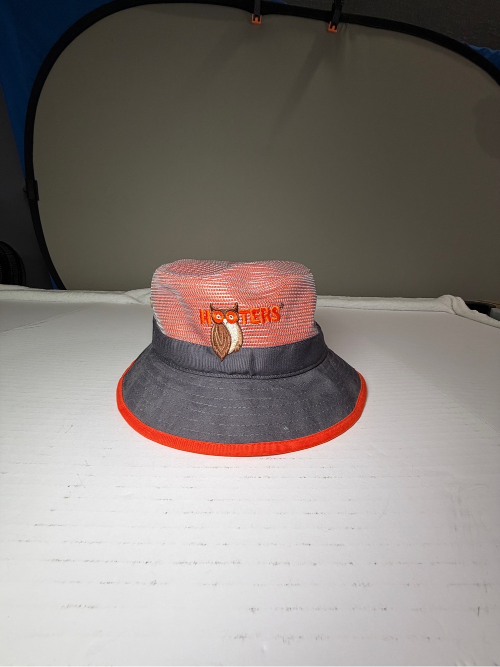 Hooters Orange and Gray Mesh Brim Bucket Hat